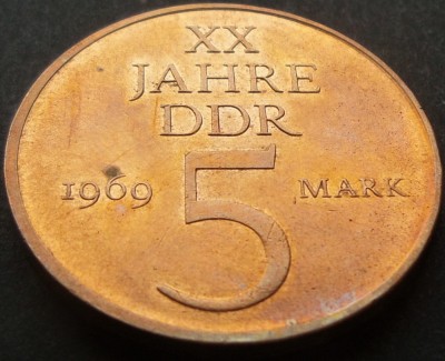 Moneda aniversara 5 MARCI / MARK - RD GERMANA (DDR), anul 1969 *cod 1589 B LUCIU foto