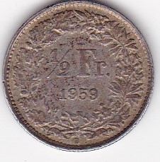 ELVETIA 1/2 FRANC 1959 foto