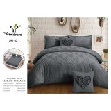 Cumpara ieftin Lenjerie de Pat Dublu, Bumbac Finet-Creponat, 6 Piese, Gri Inchis - CPL23