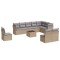 Set canapele de gradina cu perne, 11 piese, bej, poliratan