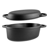 Forma ovala din fonta pentru friptura de rata 2&icirc;n1 &ndash; 37,5*26 cm, cu maner curbat Handy KitchenServ