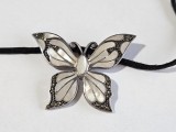 Lantisor piele nabuc cu argint, pandantiv argint cu sidef #10037