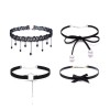 Set 4 colier choker elegant, stiluri multiple, negru, General