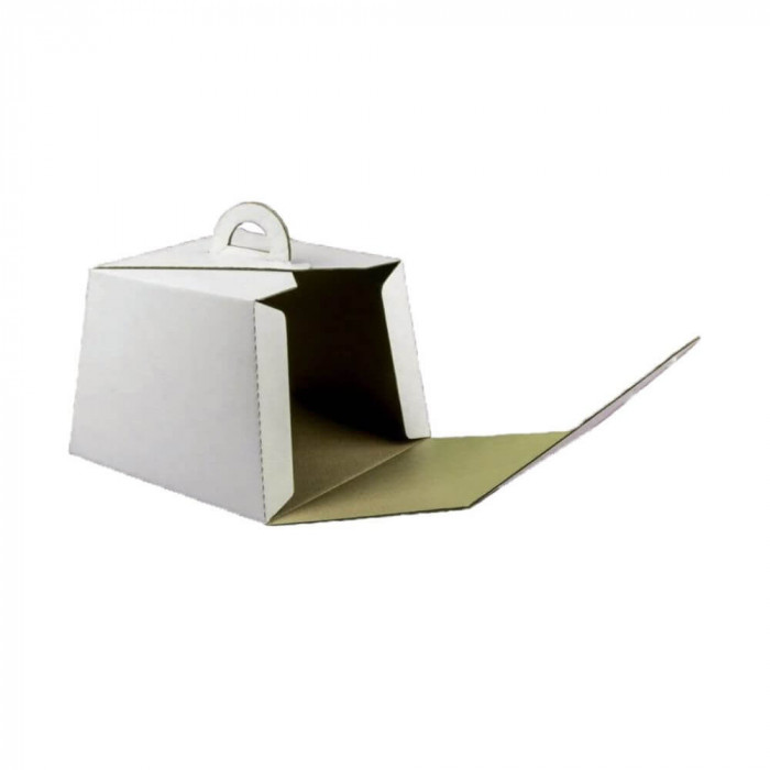 Set 25 Cutii Tort CT1, 240x240x145 mm, Carton Alb/Natur