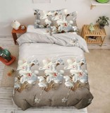 Cumpara ieftin Lenjerie De Pat 3D - Bella Xu029, Bumbac, 4 Piese, Fara Elastic, Gri, Imprimeu