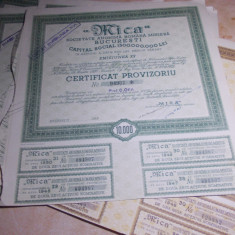 MICA SOCIETATE ROMANA MINIERA : CERTIFICAT PROVIZORIU , 1945 ( LOT 5 BUC )