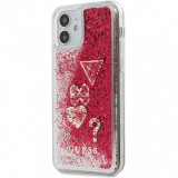 Husa TPU Guess Liquid Glitter Charms pentru Apple iPhone 12 mini, Rosie GUHCP12SGLHFLRA