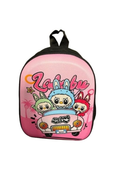 Ghiozdan cu model Labubu, pentru copii, cu un compartiment, roz