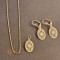 Set lantisor + pandantiv + cercei placati cu aur finisaj dantelat model filigran