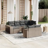 vidaXL Set canapele de grădină cu perne, 11 piese, gri, poliratan 3261300