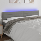 Tablie de pat cu LED, gri &icirc;nchis, 180x5x78/88 cm, textil GartenMobel Dekor, vidaXL