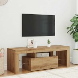 Cumpara ieftin Dulap TV cu LED stejar artizanal 120x36,5x40 cm lemn prelucrat