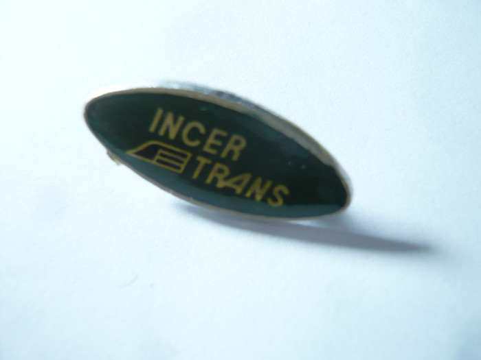 Insigna INCER Trans - Cercetari in transporturi , metal si email , L=2,5cm