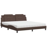 Cumpara ieftin Pat cu saltea, Zadar, maro, 180x200 cm, piele ecologica