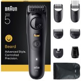 Aparat de tuns barba Braun Beard Trimmer Seria 5 BT5560,Lama ultra ascutita, Accesorii: 5 Piepteni,1 Mini cap de ras,1 Saculet,1 Perie curatare, Rotit