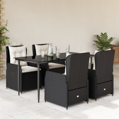 vidaXL Set mobilier de gradina cu perne, 5 piese, negru, poliratan foto