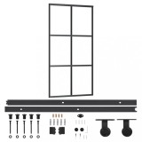 Ușă glisantă cu set feronerie, 102x205 cm, sticlă ESG/aluminiu