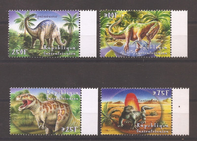 Rep. Centrafricana 2001 - Expo. timbre &amp;bdquo;BELGICA &amp;#039;01&amp;rdquo;- Animale preistorice, MNH foto