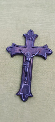 Crucifix vechi din zinc, piesa de colectie, Belgia foto