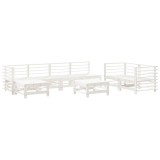 Cumpara ieftin Set mobilier relaxare gradina, 8 piese, alb, lemn masiv de pin