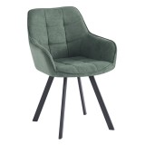 Cumpara ieftin Scaun de design catifea verde metal negru Petin 58.5x62x84.5 cm