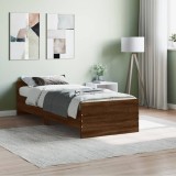 VidaXL Cadru pat fără saltea, stejar maro 75x190 cm lemn prelucrat