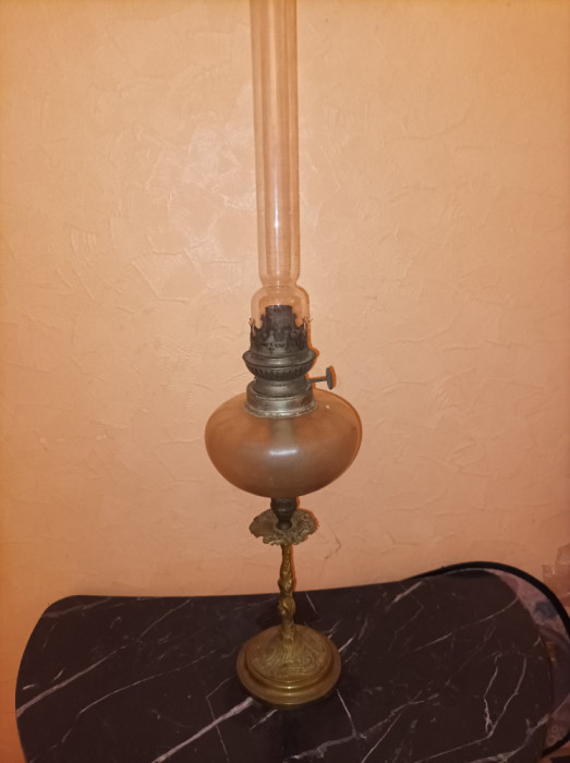 Lampa gaza petrol sculpturala, Baroc Victorian, sec 19