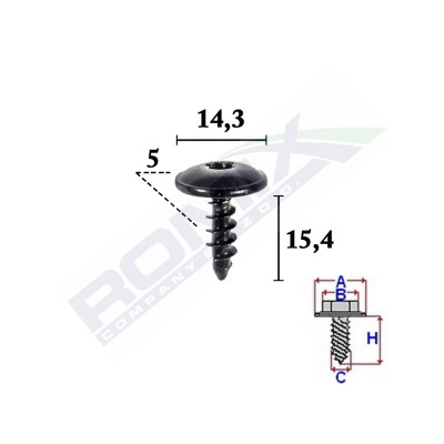 Surub Fixare Pentru Audi,Vw, Skoda5x15.4Mm Set 10 Buc 154733 con62776 foto