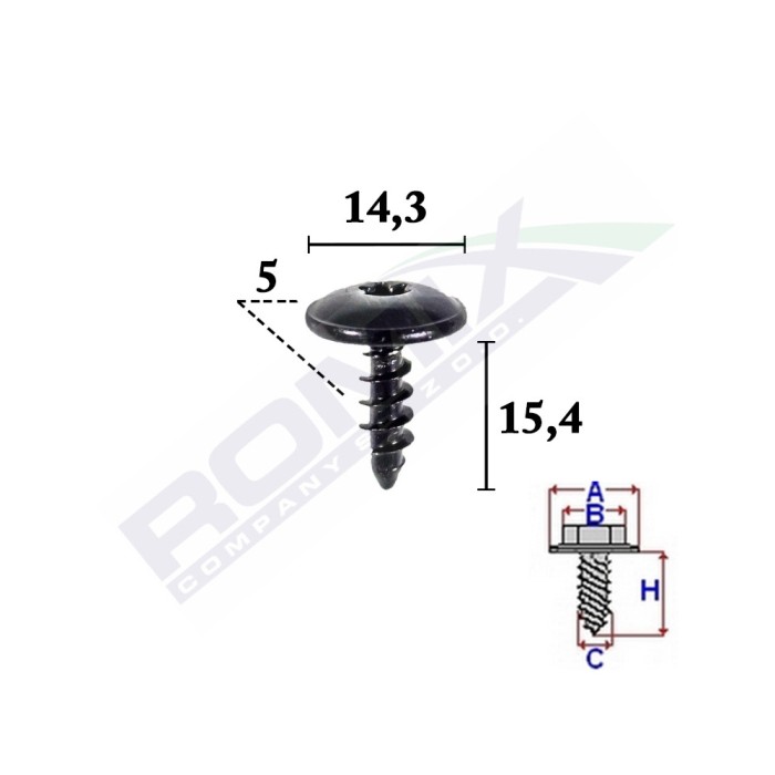 SURUB FIXARE PENTRU AUDI,VW, SKODA 5X15.4MM SET 10 BUC 62776