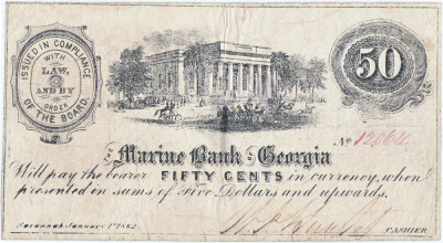 1862 (January 1), 50 Cents (GA-295-G36) - Savannah, Georgia - SUA foto