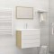 Set mobilier baie, 2 piese, alb și stejar Sonoma, lemn compozit