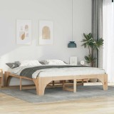 VidaXL Cadru de pat de podea Maro 200 x 200 cm Lemn masiv de pin