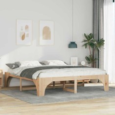 vidaXL Cadru de pat de podea Maro 200 x 200 cm Lemn masiv de pin 872974