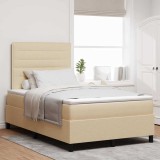 Cumpara ieftin Pat cu arcuri cu saltea cu headboard Crem 120 x 200 cm țesătură