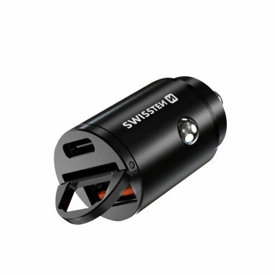 Incarcator Auto Swissten USB-C plus Super Charge 3.0 Nano 30W Negru foto