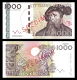 SUEDIA █ bancnota █ 1000 Kronor █ 2005 █ P-67s █ SPECIMEN █ UNC █ necirculata