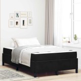 Cadru Pat VidaXL 120x200cm, Negru/Alb, Catifea, Saltea Spuma, Picioare Lemn, Modern