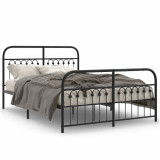 VidaXL Cadru pat metalic cu tăblie de cap/picioare, negru, 137x190 cm