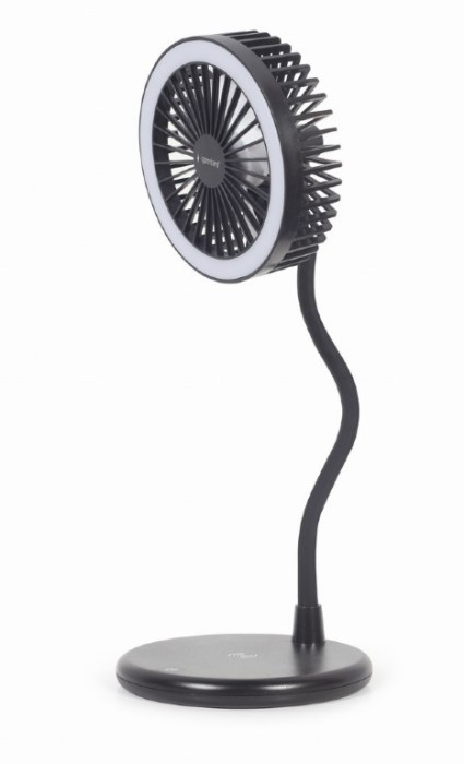 LAMPA BIROU LED Gembird, 3-in-1, incarcare wireless, putere 10W, ventilator 3 viteze, alimentator USB neinclus, negru &quot;TA-WPC10-LEDFAN-01&quot; (timbru ver