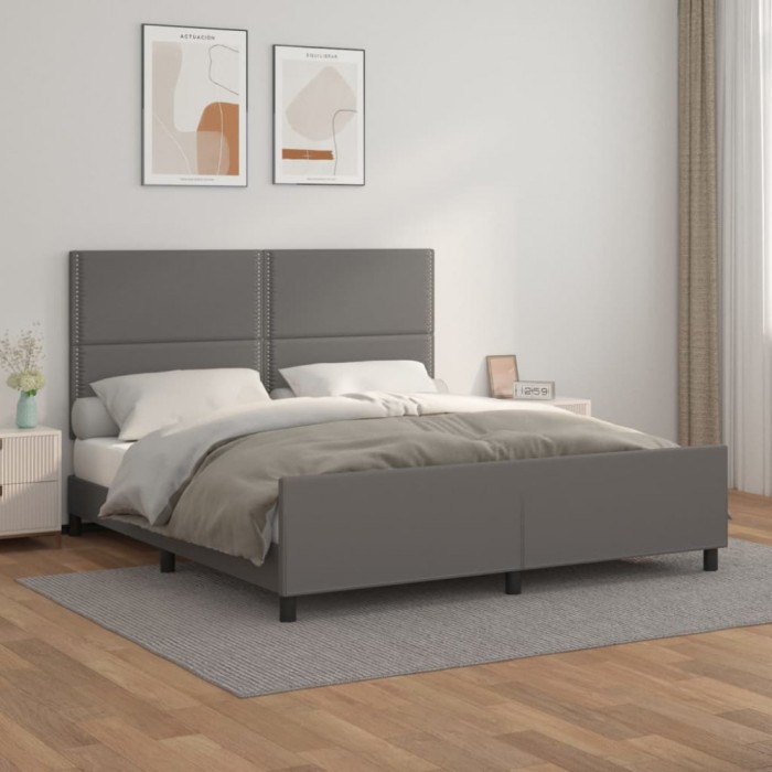vidaXL Cadru de pat cu tăblie, gri, 180x200 cm, piele ecologică 3125528