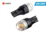 Set 2 Becuri LED W16W T15 Portocalii/Chihlimbar 12V/24V, 5xSMD 2835, Canbus, Lumini Pozitie/Semnalizare/Numar