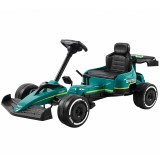 Cumpara ieftin Aston Martin Go Kart Formula 1 cu pedale, pentru copii 4-8 ani, roti moi EVA, verde