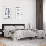 Cadru de pat negru 180x200 cm din lemn prelucrat și metal