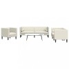 VidaXL Set canapele Chesterfield cu perne rulou 3 piese, crem, catifea 3209288