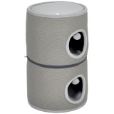PawHut Tour pentru pisici modular tonou zg&acirc;riat pisici cu fermoar separabil 3 nivele două mingi &Oslash; 42 x 69H cm gri | Aosom Romania