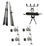 Set Pescuit, 4 Lansete 3, 90 din 2 segm, 4 Mulinete 8000, Rod Pod, Senzori