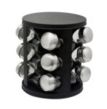 Cumpara ieftin Set condimente rotativ, 12 recipiente, negru mat