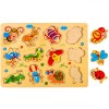 Puzzle Lemn Insecte, 12 Piese, Dimensiune 30x22cm, Multicolor, Oem