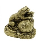 Statueta Feng Shui Tigru cu Sac de bani - 8cm,Model FS203