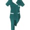 Costum Medical Pe Stil, Turcoaz inchis cu Elastan Cu Paspoal si Garnitură alba, Model Nicoleta - M, 4XL